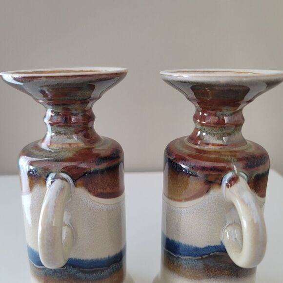 Vintage Otagiri Irish Coffee Mugs Pedestal Blue Beige Set of 2 1049 A - Picture 9 of 12